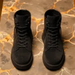 Black Suede Leather Elvio Combat Boot - Image 5