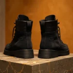 Black Suede Leather Elvio Combat Boot - Image 4