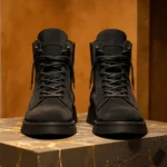 Black Suede Leather Elvio Combat Boot - Image 3