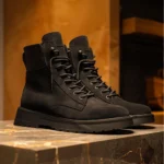 Black Suede Leather Elvio Combat Boot - Image 2
