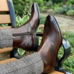 Brown Leather Beja Zipper Boots - Italian AW26