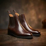 Brown Leather Fenland Slip On Chelsea Boots