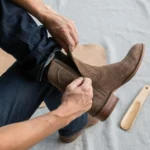 Beige Suede Bastrop Slip On Zipper Western Cowboy Boots - AW24 - Italian AW26