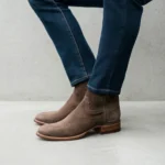 Beige Suede Bastrop Slip On Zipper Western Cowboy Boots - AW24 - Italian AW26 - Image 2