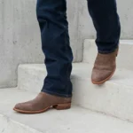 Beige Suede Bastrop Slip On Zipper Western Cowboy Boots - AW24 - Italian AW26 - Image 3