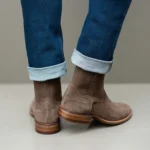 Beige Suede Bastrop Slip On Zipper Western Cowboy Boots - AW24 - Italian AW26 - Image 5