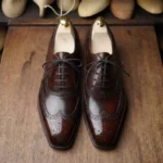 Burgundy Brown Leather Modena Brogue Wingtip Oxford Shoe - Italian AW26 - Image 2