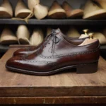 Burgundy Brown Leather Modena Brogue Wingtip Oxford Shoe - Italian AW26 - Image 4