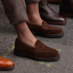 Brown Suede Belize Chunky Penny Loafers - With Track Soles - AW24 - Casual Shoes Collection