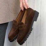 Brown Suede Belize Chunky Penny Loafers - With Track Soles - AW24 - Casual Shoes Collection - Image 3