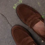 Brown Suede Belize Chunky Penny Loafers - With Track Soles - AW24 - Casual Shoes Collection - Image 2
