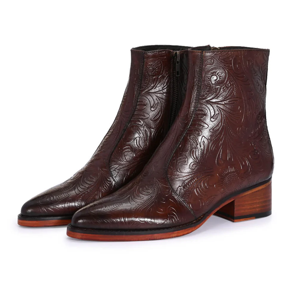 m5 Majestic Embossed Italian Leather Boots for Discerning Gentlemen - Image 1