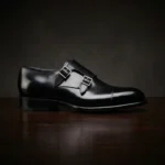 Black Leather Castle Monk Straps - Formal Shoes : The Royale Collection - Image 3