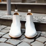 White Leather Belgrave Slip-On Chelsea Boots - Summer 2024 Collection - Image 3