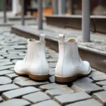 White Leather Belgrave Slip-On Chelsea Boots - Summer 2024 Collection - Image 4