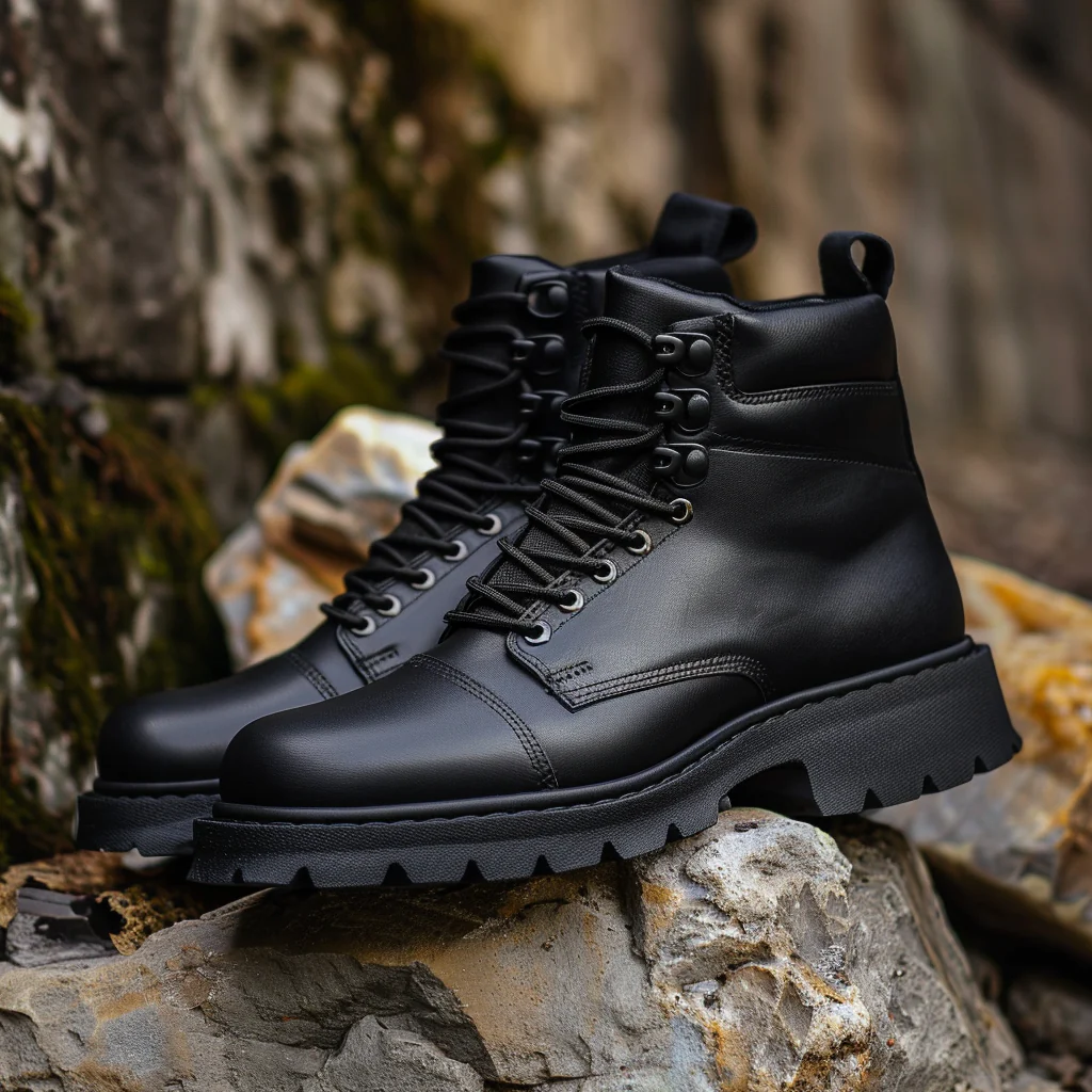 Black Leather Raven Ridge Hiking And Trekking Boots - Summer 2024 Collection : The Dapper Edit - Image 1