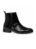 Wave Step Creations Black Croco Embossed Chelsea Boots