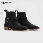 Wave Step Creations Black Suede Strap Ankle Boots - Image 2