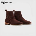Wave Step Premium Brown Suede Ankle Boots