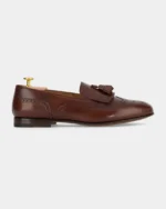 Wavestep Maruse | Brown Antiqued Calf Leather Belgian Tassel Lofers - Image 2