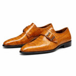 Wave Step Creations Amber Croco Textured Monk Strap Shoes - Image 2