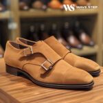 Wave Step Creations Tan Suede Double Monk Strap Shoes
