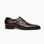 Wave Step Creations Dark Brown Textured Double Monk Strap Shoes - Image 2