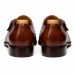 Dark Brown Leather Lysander Toe Cap Monk Straps - Image 5