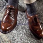 Tan Leather Wamria Brogue Wingtip Derby Shoes - Formal Shoes