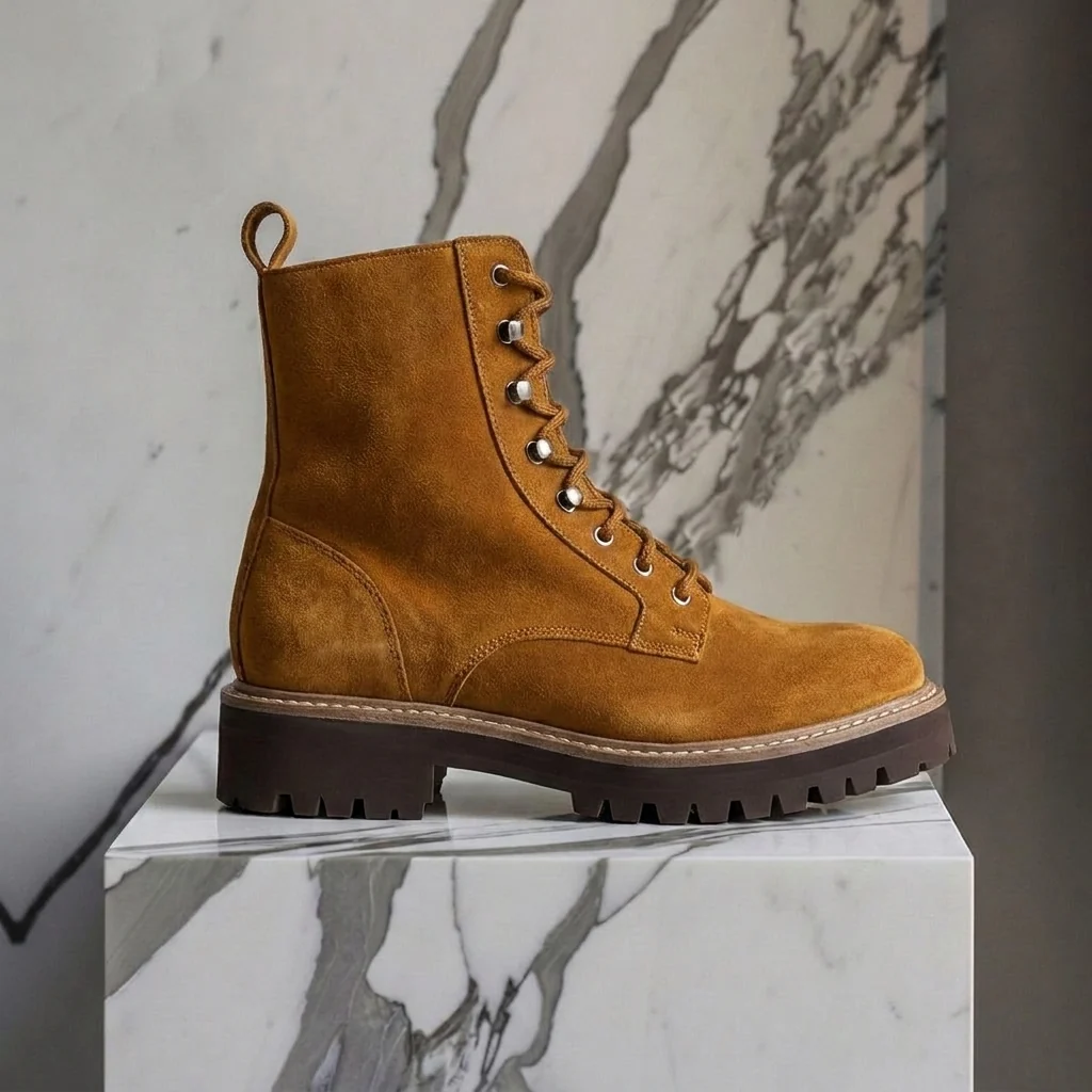 9556598751510_tobacco_brown Brown Nubuck Leather Angelo Combat Boot - Image 1