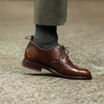 Tan Leather Wamria Brogue Wingtip Derby Shoes - Formal Shoes - Image 4