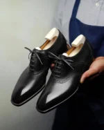 black Leather Elowen Brogue Oxfords - Image 3