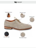 Wave Step Creations Beige Suede Brogue Derby Shoes - Image 6