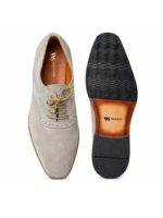 Wave Step Creations Beige Suede Brogue Derby Shoes - Image 5